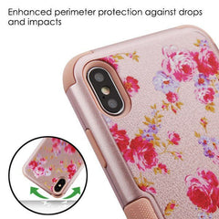 MyBat TUFF Series Case (with Magnetic Metal Stand) for Apple iPhone XS Max - Vintage Rose Bush Textured Rose Gold / Rose Gold