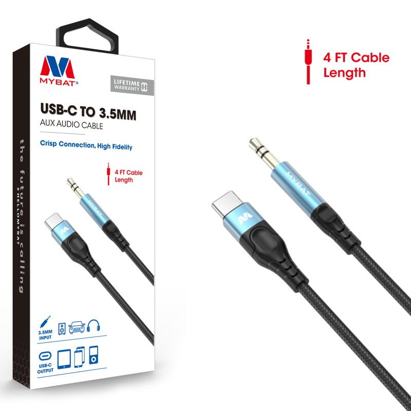 MyBat USB - C to 3.5mm Male Audio Cable (L=4 FT) - BlackMyBat Pro