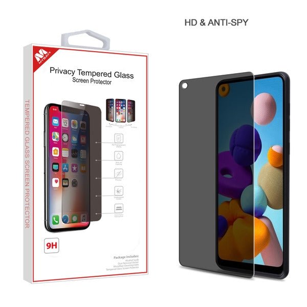 MyBat UV Liquid Glue Full 3D Curved Premium Tempered Glass Screen Protector with Installation Frame (Fingerprint Sensor Supported) for Samsung Galaxy A21 - ClearMyBat Pro