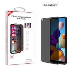 MyBat UV Liquid Glue Full 3D Curved Premium Tempered Glass Screen Protector with Installation Frame (Fingerprint Sensor Supported) for Samsung Galaxy A21 - ClearMyBat Pro