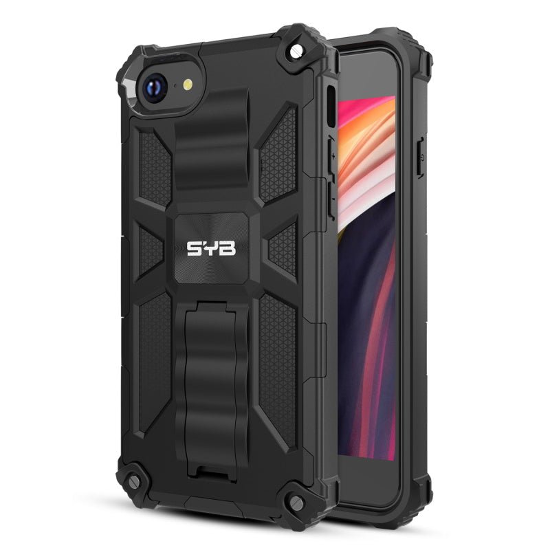 SYB Sturdy Hybrid Protector Cover (with Stand) for Apple iPhone SE (2022) / SE (2020) - Black / BlackMyBat Pro