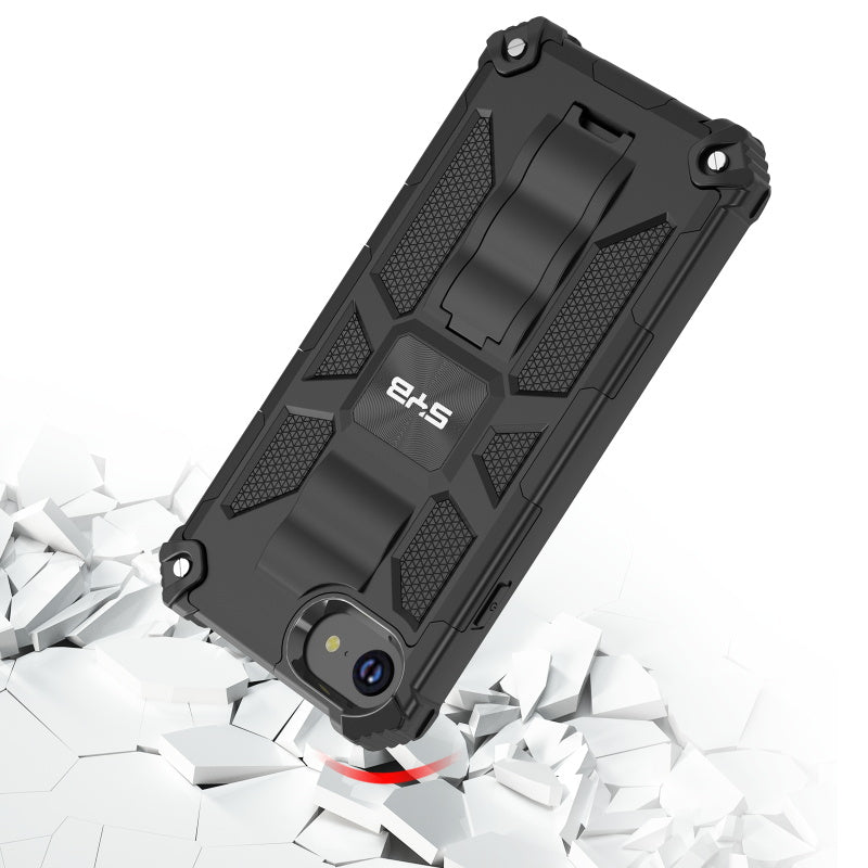 SYB Sturdy Hybrid Protector Cover (with Stand) for Apple iPhone SE (2022) / SE (2020) - Black / BlackMyBat Pro