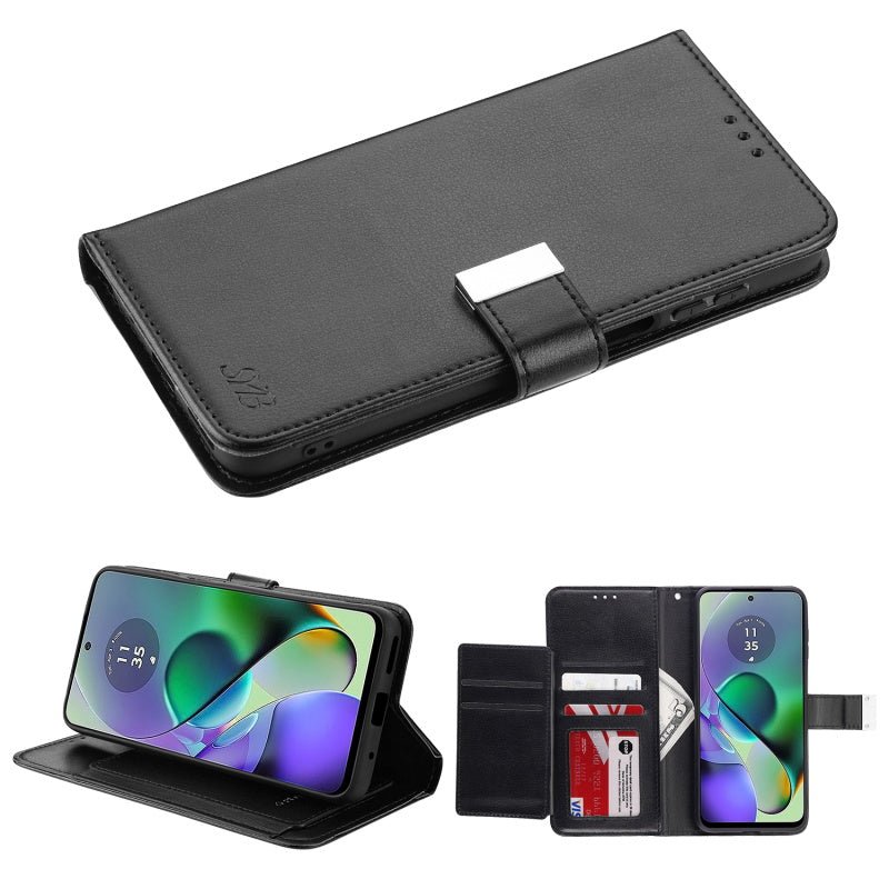 SYB Wallet Folio Case for Motorola Moto G Play 4G (2024) - Black / BlackMoto G Play 4G 2024