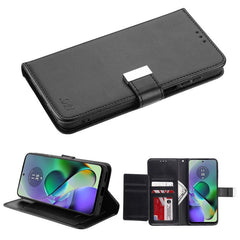 SYB Wallet Folio Case for Motorola Moto G Play 4G (2024) - Black / BlackMoto G Play 4G 2024