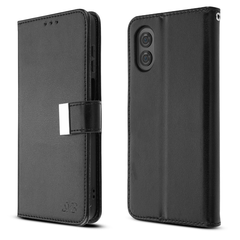 SYB Wallet Folio Case for Motorola Moto G Play 4G (2024) - Black / BlackMoto G Play 4G 2024