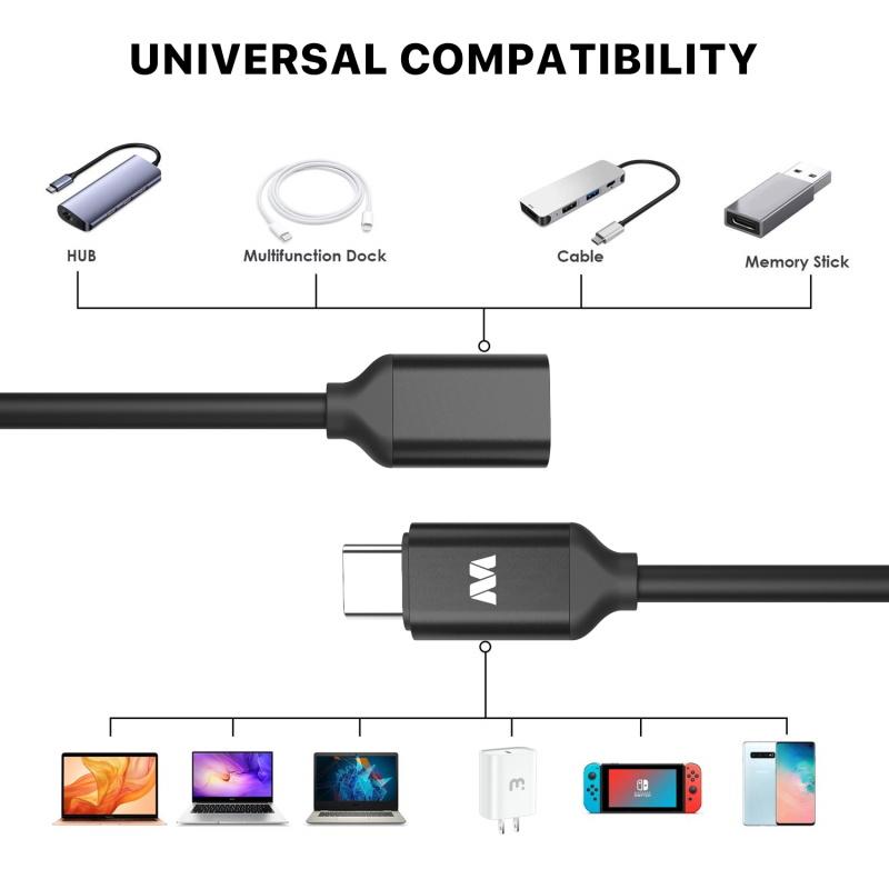 USB - C Male to USB - C Female Adapter Extension Cable (5FT)MyBat