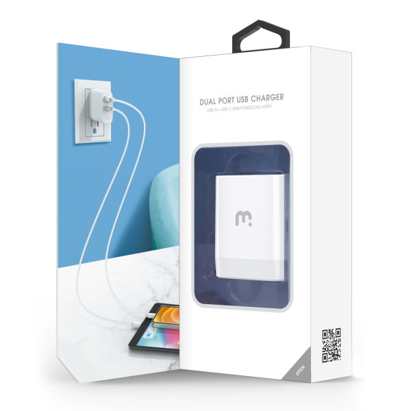 30W Power Delivery Dual Port Wall ChargerMyBat Pro