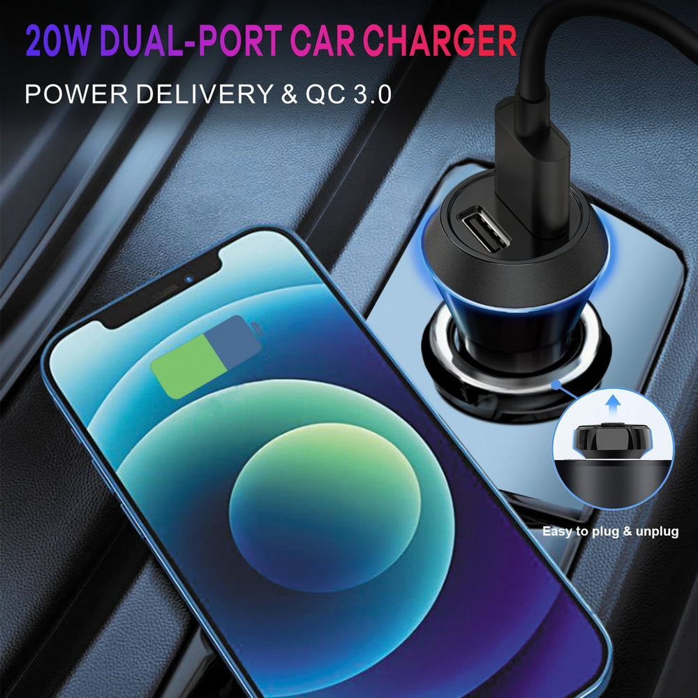 2 - Port Quick Fast Charging Power Delivery Car Charger (20W)MyBat Pro