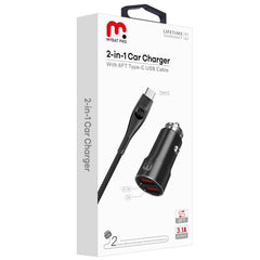 2 - in - 1 Car Charger with 6FT USB - C CableMyBat Pro