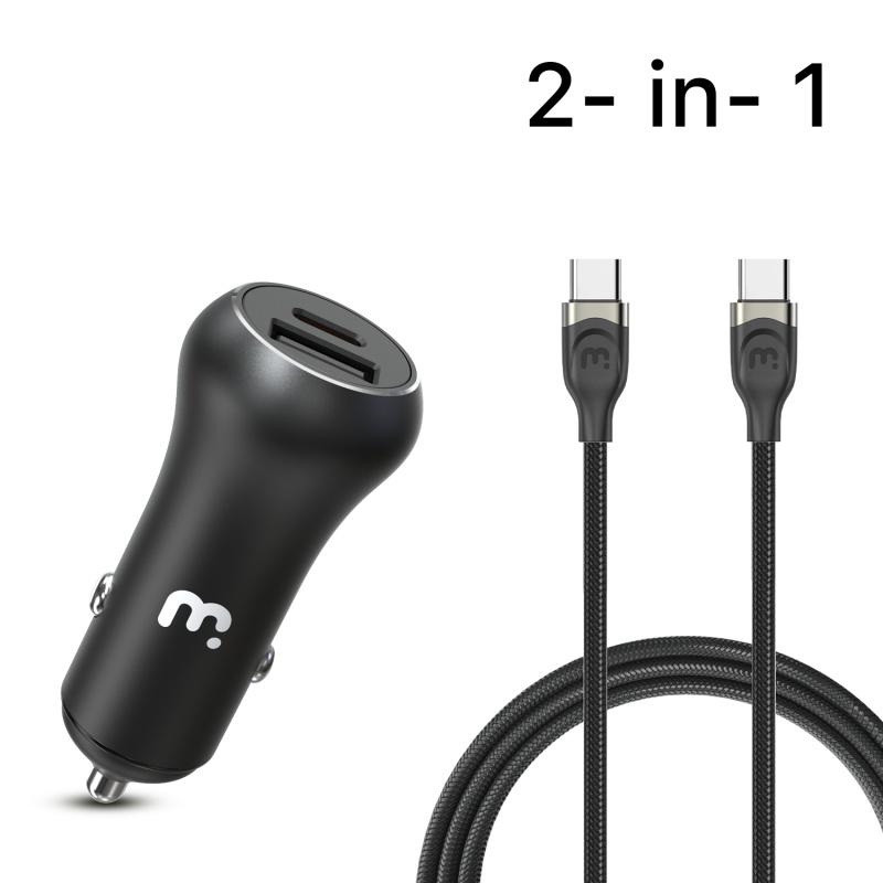 2 - in - 1 Dual Port Fast Charging Car Charger with 6ft USB - C CableMyBat Pro