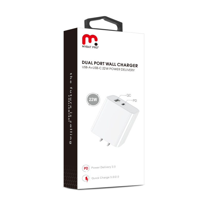 22W Dual - Port Power Delivery Wall ChargerMyBat Pro