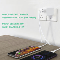 22W Dual - Port Power Delivery Wall ChargerMyBat Pro