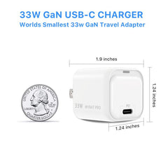 33W Mini USB - C Power Delivery GaN Wall ChargerMyBat Pro