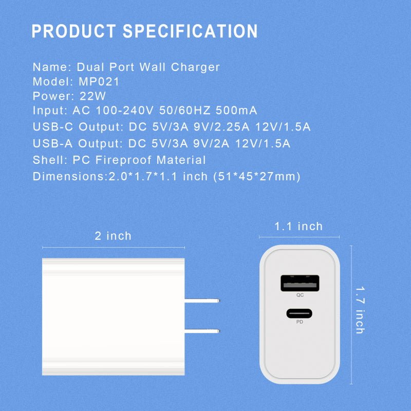 MyBat Pro 22W Dual - Port Power Delivery Wall ChargerMyBat Pro