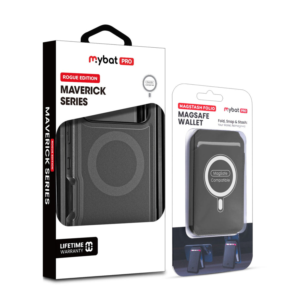 MyBat Pro Maverick Series Rogue Edition MagSafe Case + MagStash Wallet Folio for Apple iPhone 17 Pro Max - Black
