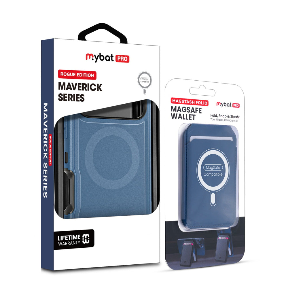 MyBat Pro Maverick Series Rogue Edition MagSafe Case + MagStash Wallet Folio for Apple iPhone 17 Pro Max - Blue