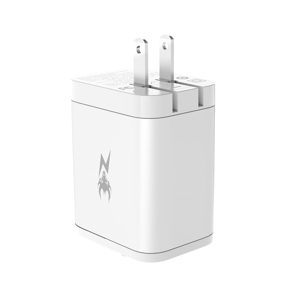AmpNergy PowerSurge 40W+ Dual-Port GaN Charger with Retractable USB-C Cable - White