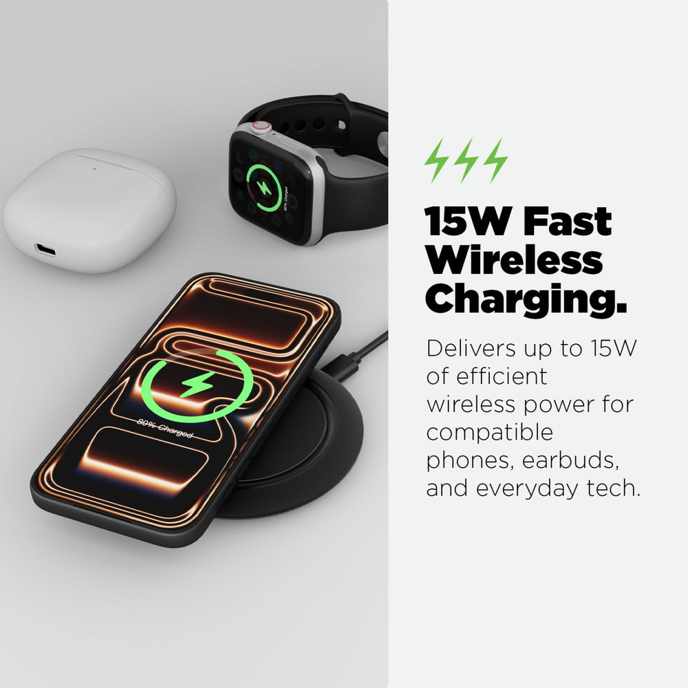 AmpNergy PowerFlow Wireless Charging Pad (15W) - Black