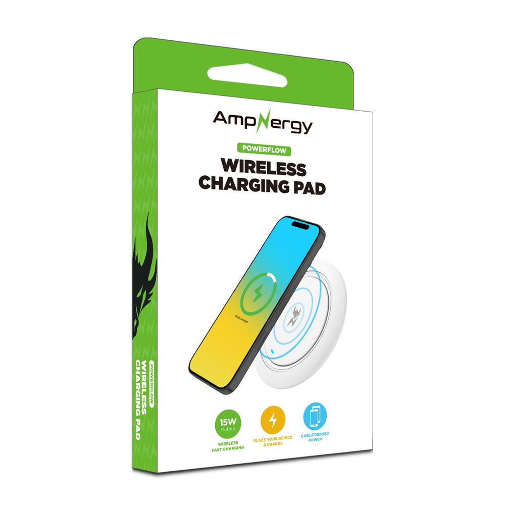 AmpNergy PowerFlow Wireless Charging Pad (15W) - White