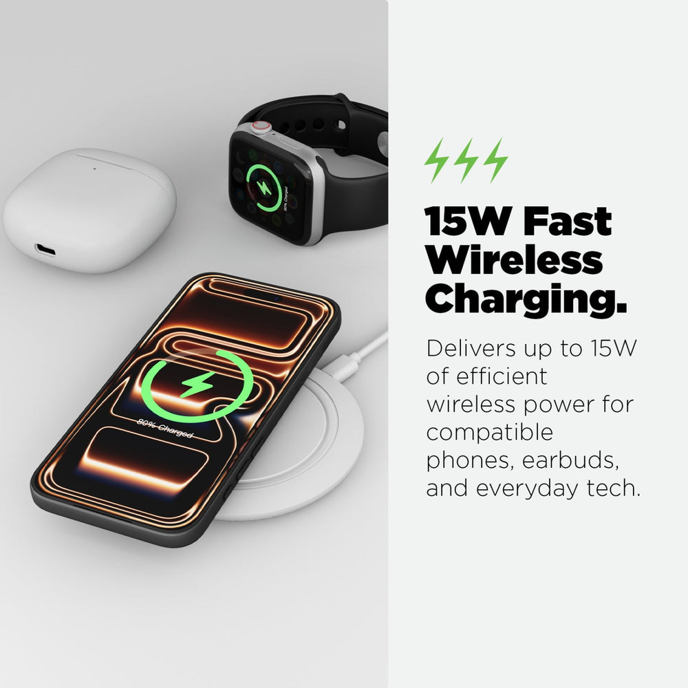 AmpNergy PowerFlow Wireless Charging Pad (15W) - White