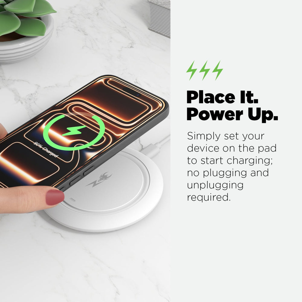 AmpNergy PowerFlow Wireless Charging Pad (15W) - White