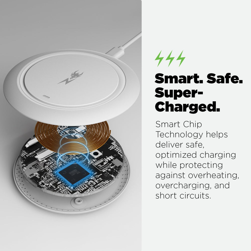 AmpNergy PowerFlow Wireless Charging Pad (15W) - White