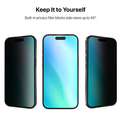 Protection d'écran en verre trempé anti-espion pleine couverture baseline pour Apple iPhone 16 / 15 / 15 Pro / 14 Pro