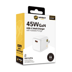 MyBat Pro 45W USB-C PD Foldable GaN Wall Charger - White