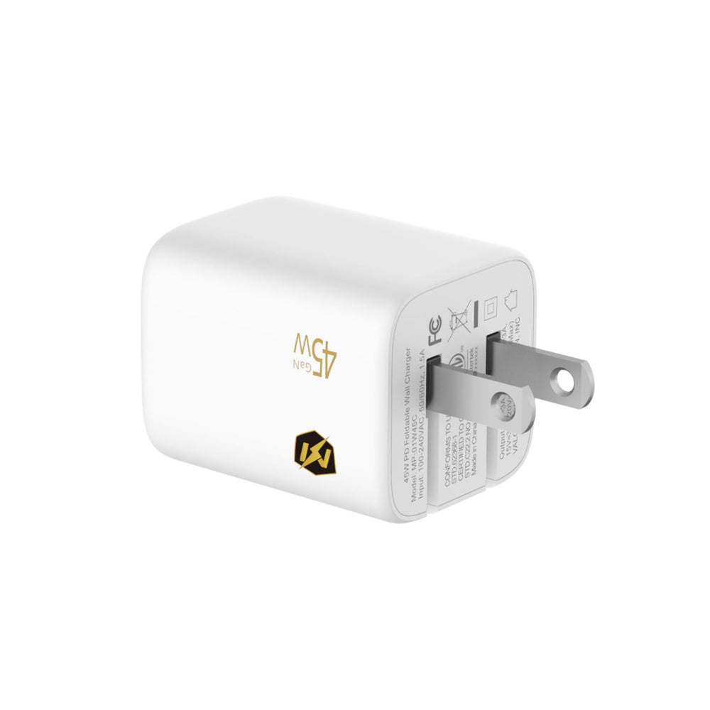 MyBat Pro 45W USB-C PD Foldable GaN Wall Charger - White