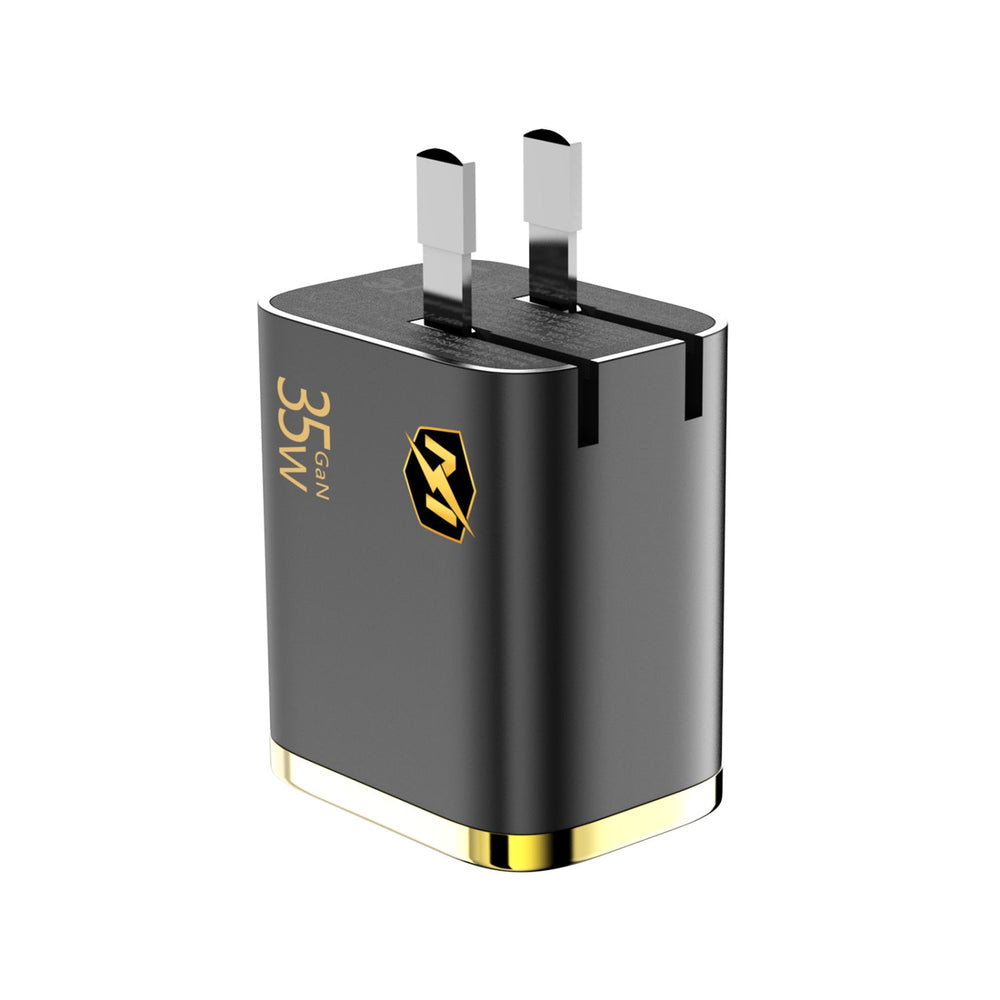 MyBat Pro 35W Dual-Port Digital Display GaN Wall Charger - Black