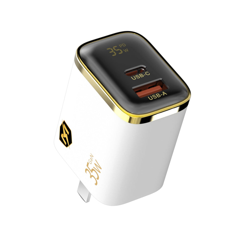 MyBat Pro 35W Dual-Port Digital Display GaN Wall Charger - White