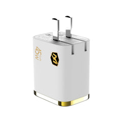 MyBat Pro 45W Dual-Port Digital Display GaN Wall Charger - White