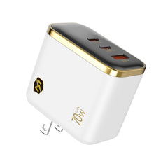 MyBat Pro 70W Three-Port Digital Display GaN Wall Charger - White