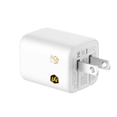 MYBAT PRO 45W USB-C PD Foldable GaN Wall Charger with 6FT USB-C Cable - White