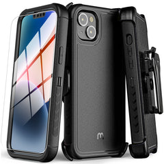Funda MyBat Pro Maverick Series con funda y vidrio templado para Apple iPhone 14 (6.1) / 13 (6.1)