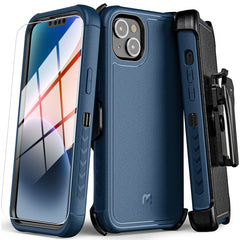 Funda MyBat Pro Maverick Series con funda y vidrio templado para Apple iPhone 14 (6.1) / 13 (6.1)