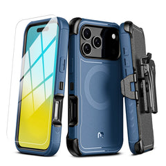 MyBat Pro Maverick Series MagSafe Case w/ Holster and Tempered Glass for Apple iPhone 17 Pro