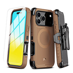 MyBat Pro Maverick Series MagSafe Case w/ Holster and Tempered Glass for Apple iPhone 17 Pro