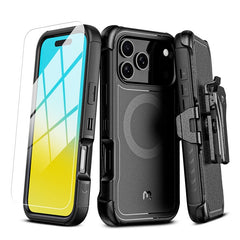MyBat Pro Maverick Series MagSafe Case w/ Holster and Tempered Glass for Apple iPhone 17 Pro Max
