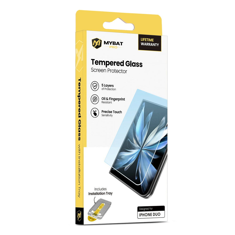 MyBat Pro Tempered Glass Screen Protector with Installation Tray for Apple iPhone Duo - Clear