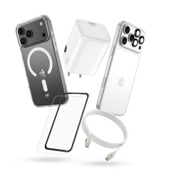 MyBat Pro iPhone 18 Pro Max / 17 Pro Max Bundle #1 - Clear Case / White Charger + Cable