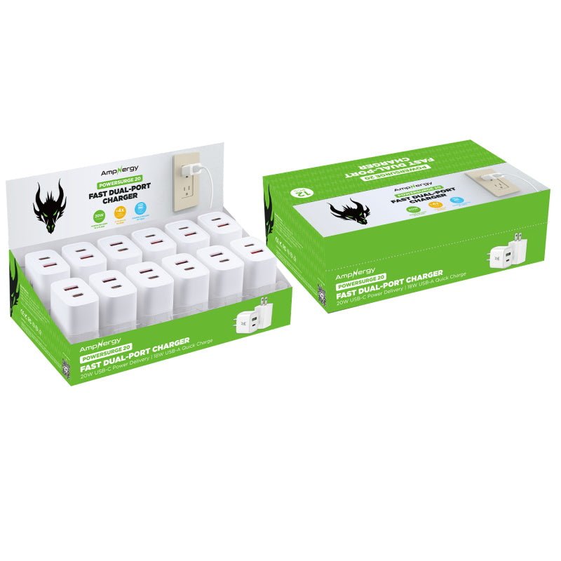 AmpNergy 20W Dual - Port Wall Charger (12PCS)MyBat Pro