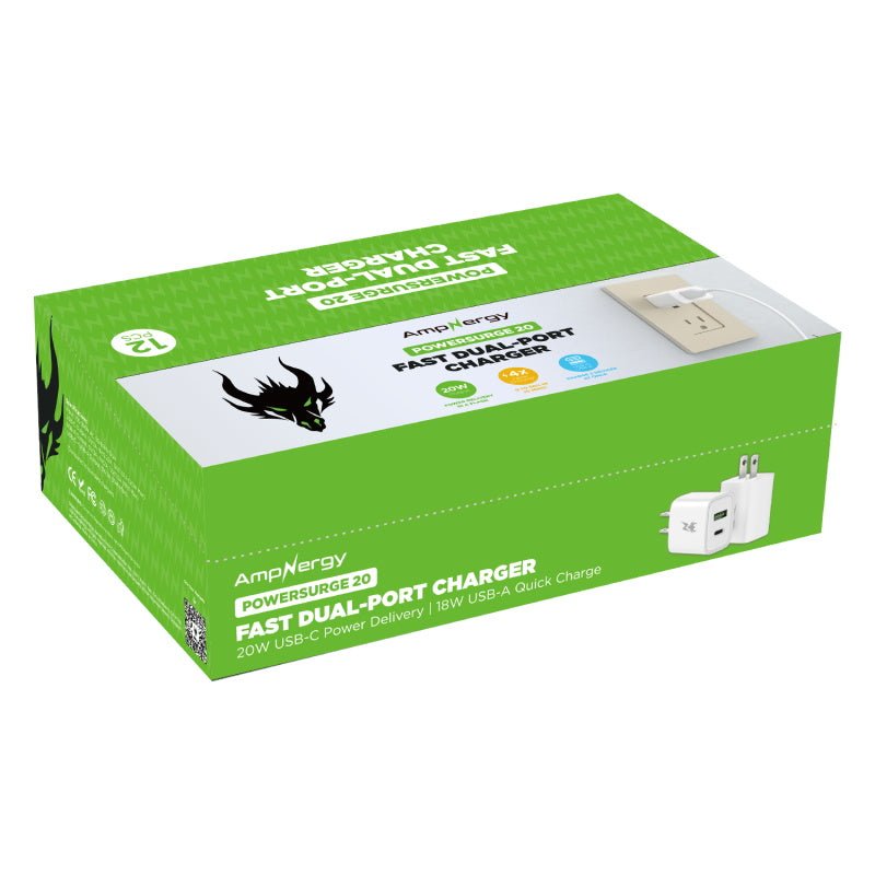 AmpNergy 20W Dual - Port Wall Charger (12PCS)MyBat Pro