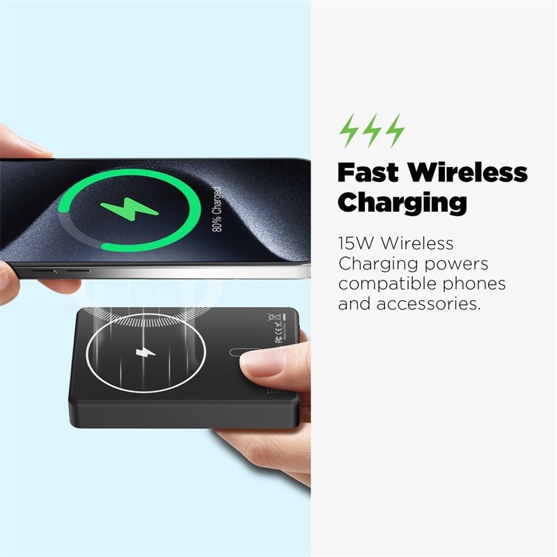 AmpNergy MagVault Slim Magnetic Power Bank – 10000mAh - BlackMyBat Pro