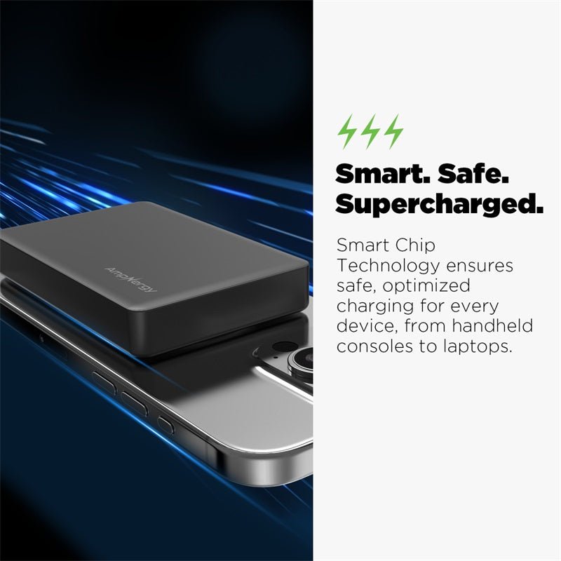 AmpNergy MagVault Slim Magnetic Power Bank – 10000mAh - BlackMyBat Pro