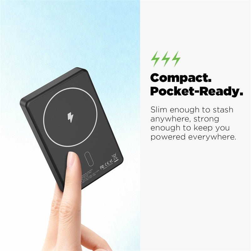AmpNergy MagVault Slim Magnetic Power Bank – 10000mAh - BlackMyBat Pro