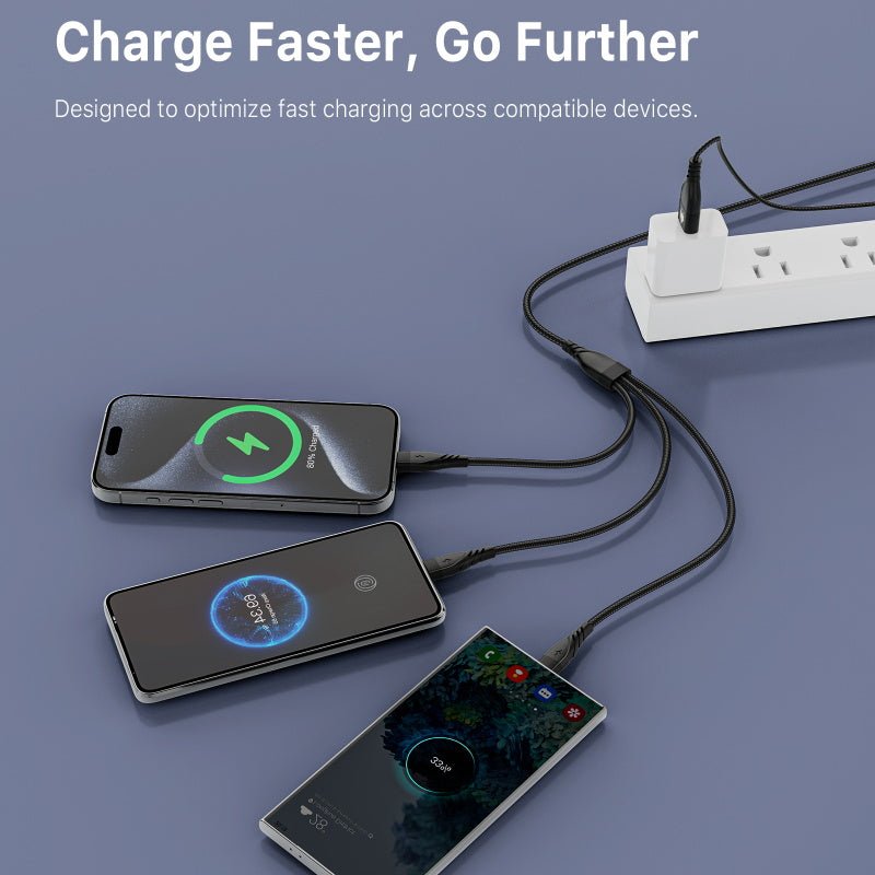 AmpNergy PowerLines 5 - in - 1 Universal Charging Cable (L=4 FT) - BlackMyBat Pro