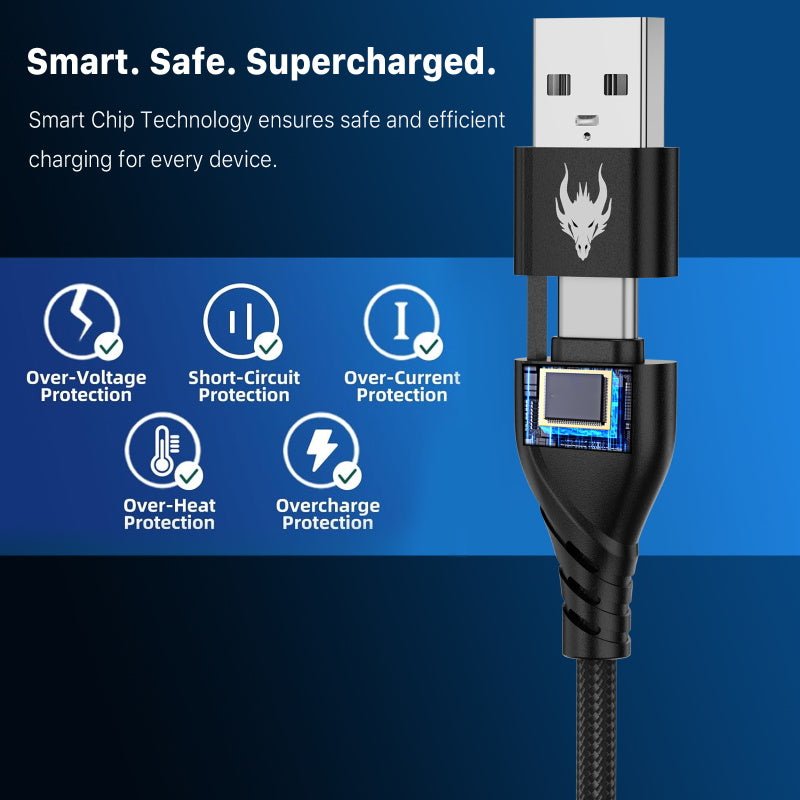 AmpNergy PowerLines 5 - in - 1 Universal Charging Cable (L=4 FT) - BlackMyBat Pro
