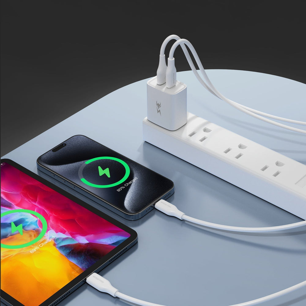 AmpNergy PowerSurge 20W Fast Dual-Port Charger - WhiteAmpNergy