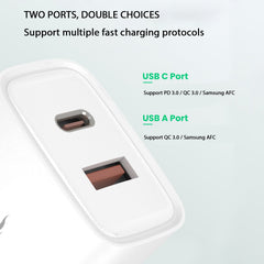 AmpNergy PowerSurge 20W Fast Dual-Port Charger - WhiteAmpNergy